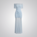 Caspian Off-Shoulder Mesh Maxi Dress